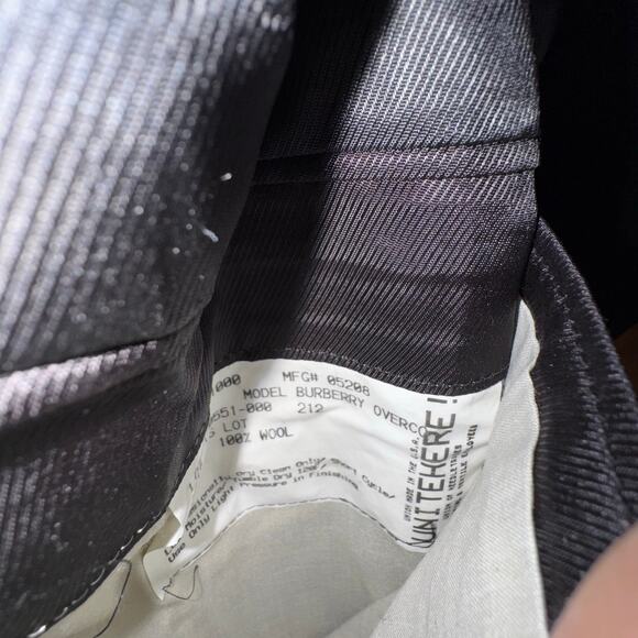 BURBERRY Men’s Wool Overcoat Black Size 48 Regular - Picture 6 of 10